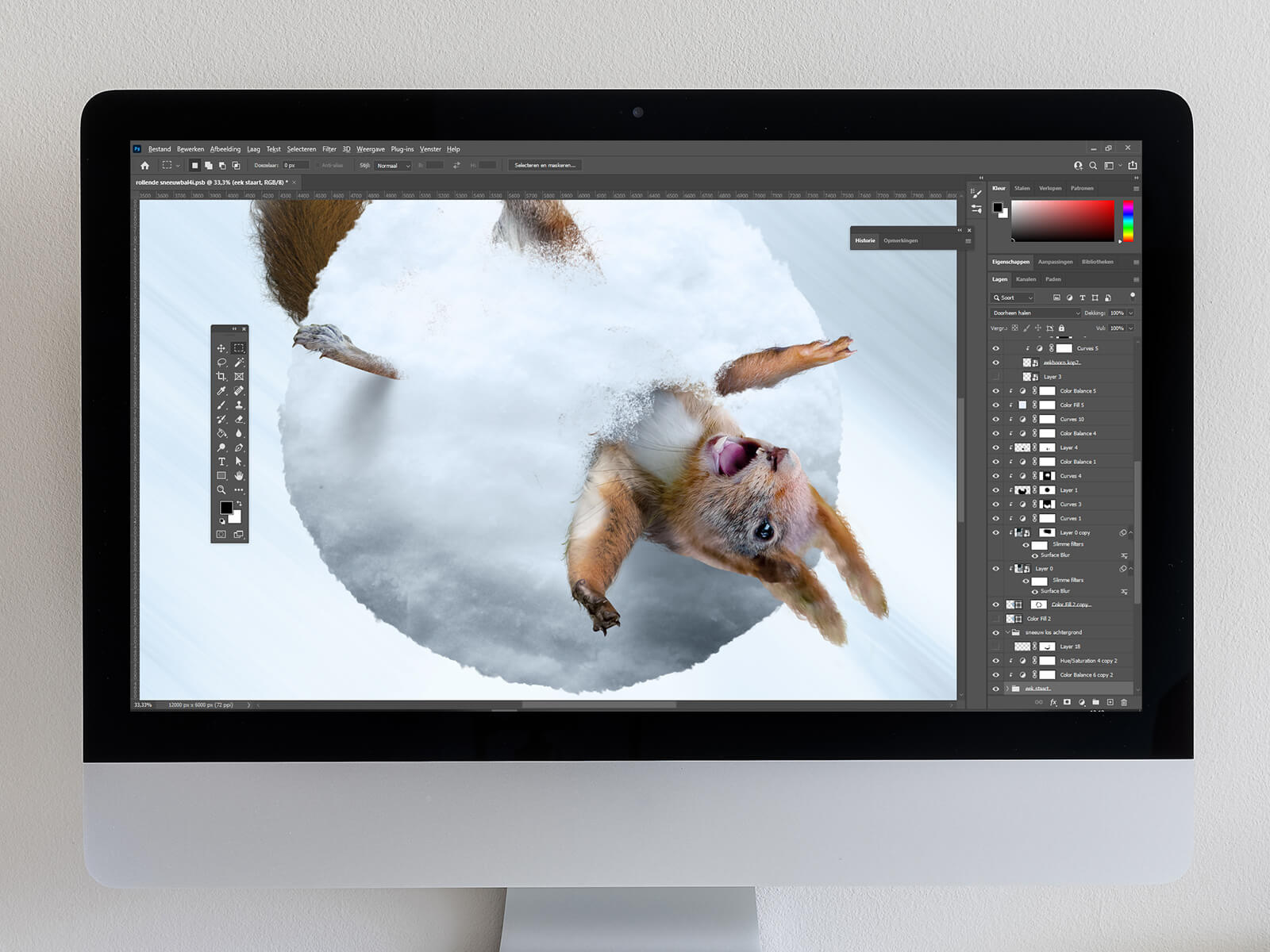 Digitale Photoshop-beeldbewerking van illustratie uit het prentenboek Leo de Leeuwenboom